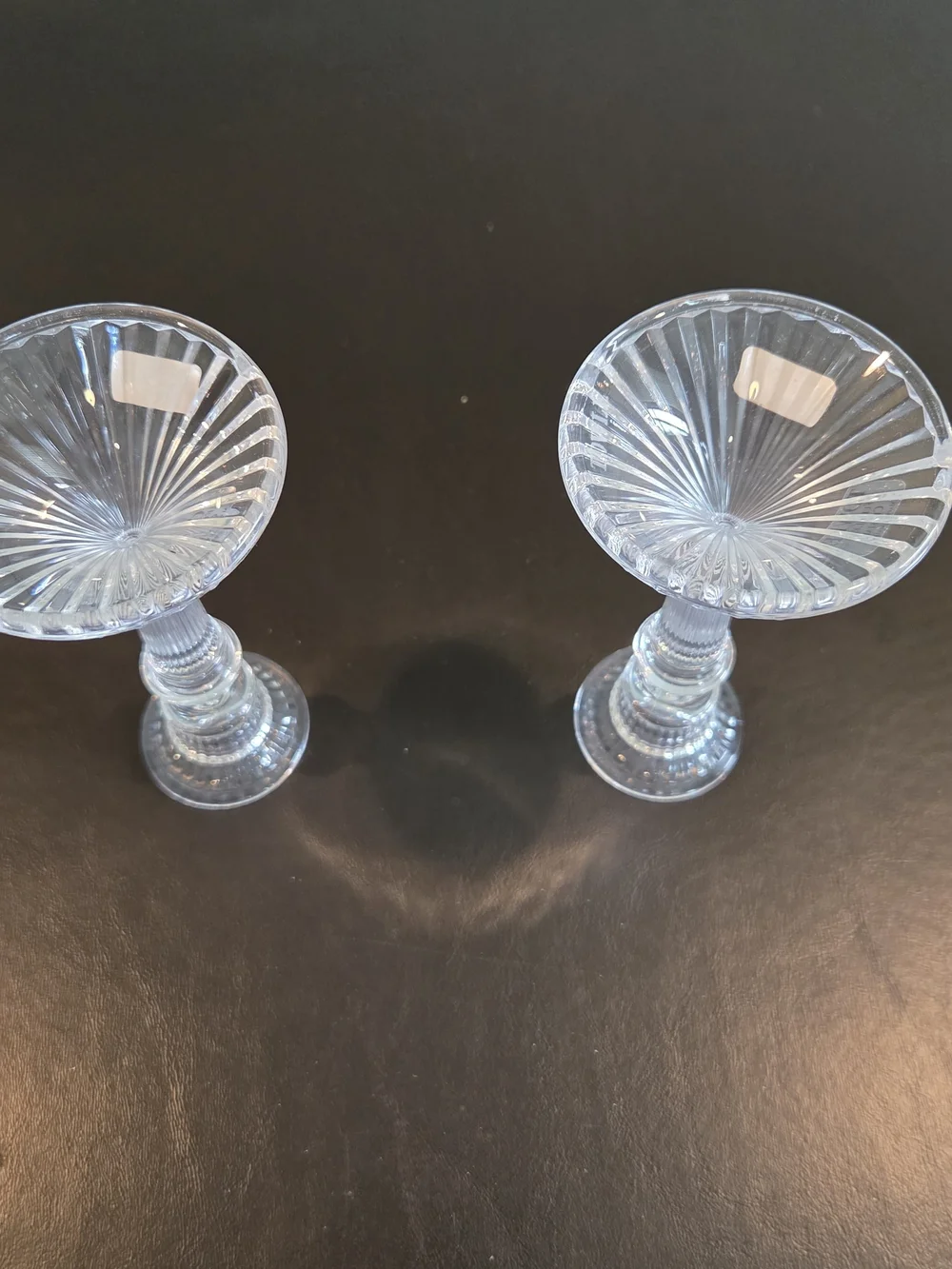 Towle Full Lead Crystal Candlestick Holders Pair Made in Austria Ribbed Taper